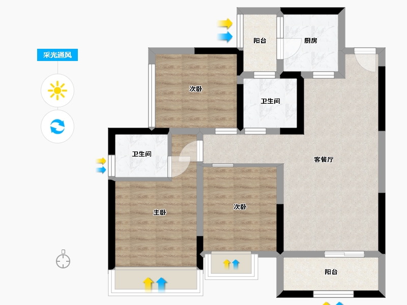 四川省-巴中市-国力江湾城-74.79-户型库-采光通风