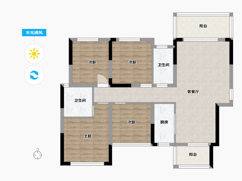 广西壮族自治区-桂林市-顺祥学府壹号-94.40-户型库-采光通风