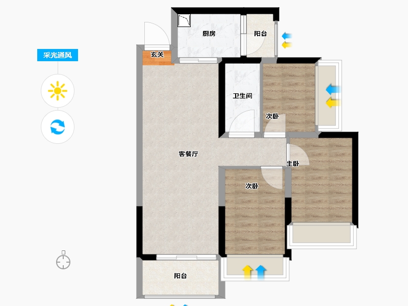 广西壮族自治区-柳州市-金科星辰-68.72-户型库-采光通风