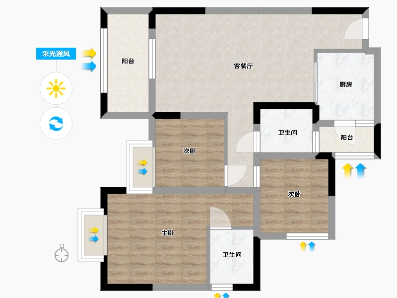 四川省-巴中市-国力江湾城-75.12-户型库-采光通风