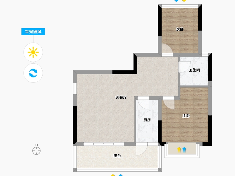 广西壮族自治区-桂林市-水岸林邸-65.81-户型库-采光通风