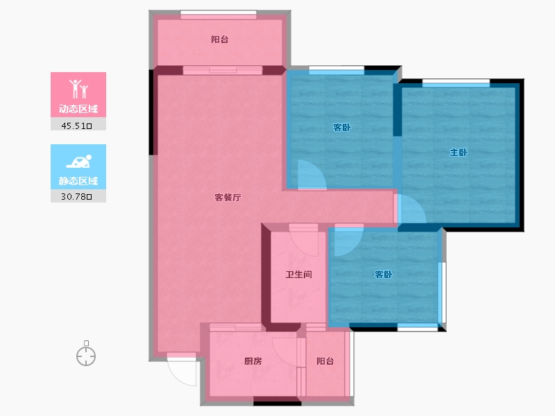 四川省-内江市-邦泰天誉-67.09-户型库-动静分区