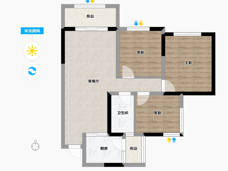 四川省-内江市-邦泰天誉-67.09-户型库-采光通风