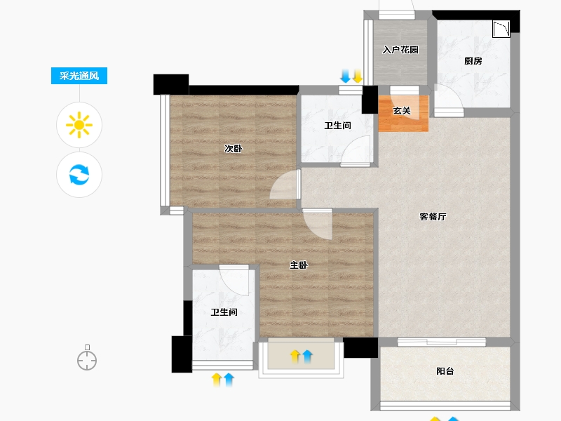 四川省-成都市-香木林望江兰庭-67.36-户型库-采光通风