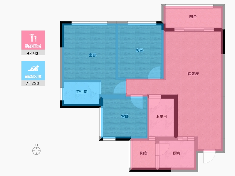 四川省-内江市-邦泰天誉-75.09-户型库-动静分区