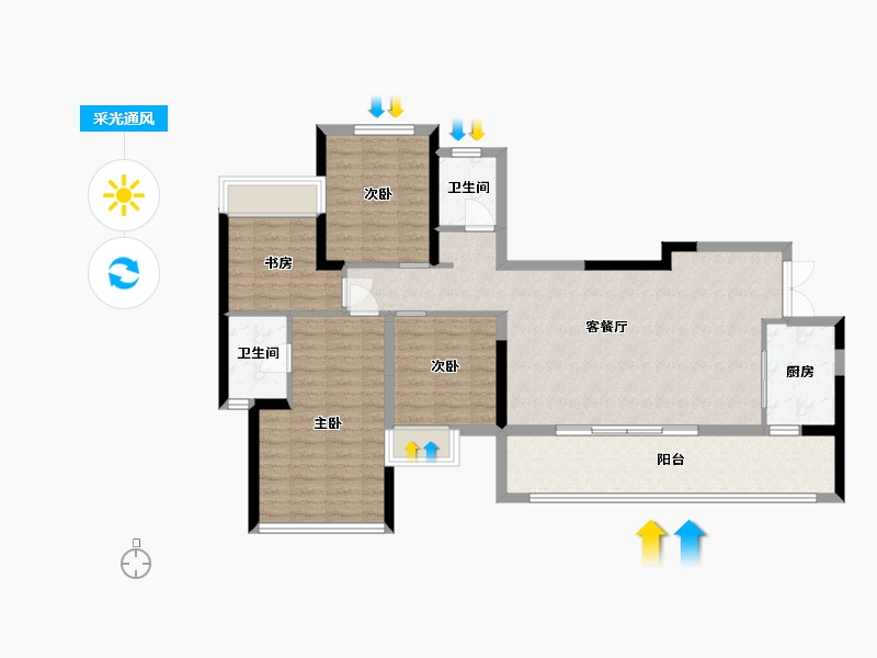 四川省-巴中市-置信府-104.41-户型库-采光通风