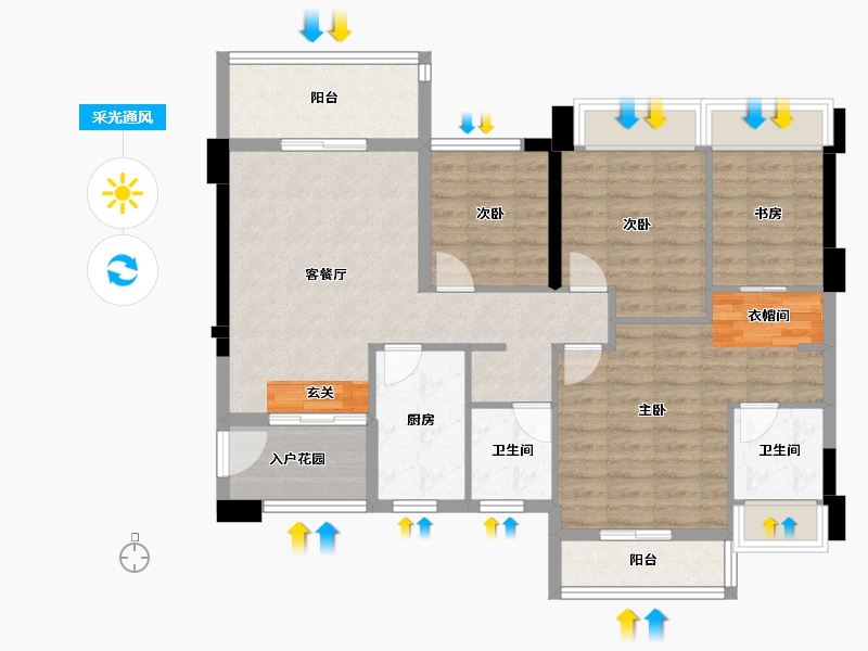 四川省-成都市-香木林望江兰庭-97.32-户型库-采光通风