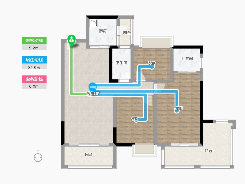 四川省-绵阳市-倍乐台北公馆-105.36-户型库-动静线