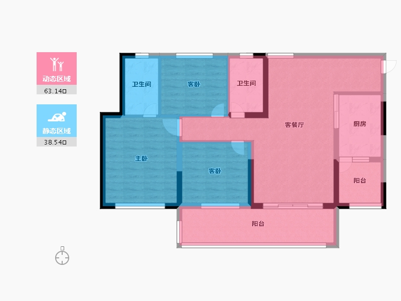 四川省-内江市-邦泰天誉-90.51-户型库-动静分区