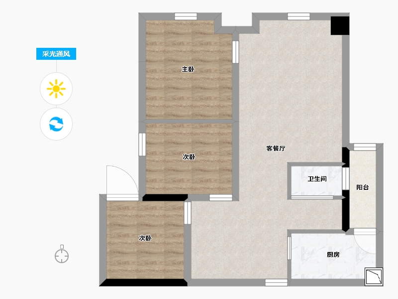 四川省-成都市-南岸华庭-68.12-户型库-采光通风