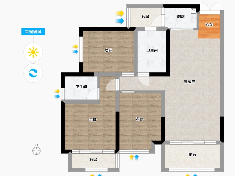 四川省-巴中市-置信逸都花园-86.12-户型库-采光通风