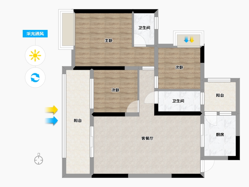 四川省-巴中市-锦江花园城市广场-87.77-户型库-采光通风