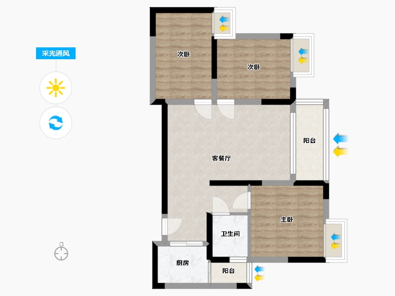 四川省-巴中市-锦江花园城市广场-71.86-户型库-采光通风