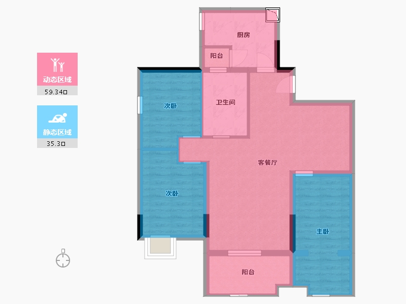 四川省-成都市-南岸华庭-84.56-户型库-动静分区