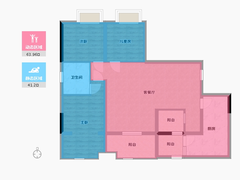 四川省-成都市-南岸华庭-93.88-户型库-动静分区