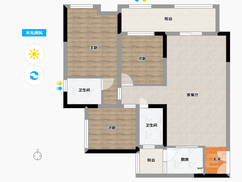 四川省-巴中市-置信逸都花园-95.11-户型库-采光通风