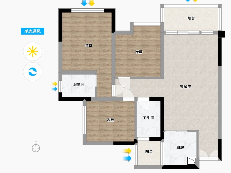 四川省-巴中市-置信逸都花园-86.56-户型库-采光通风