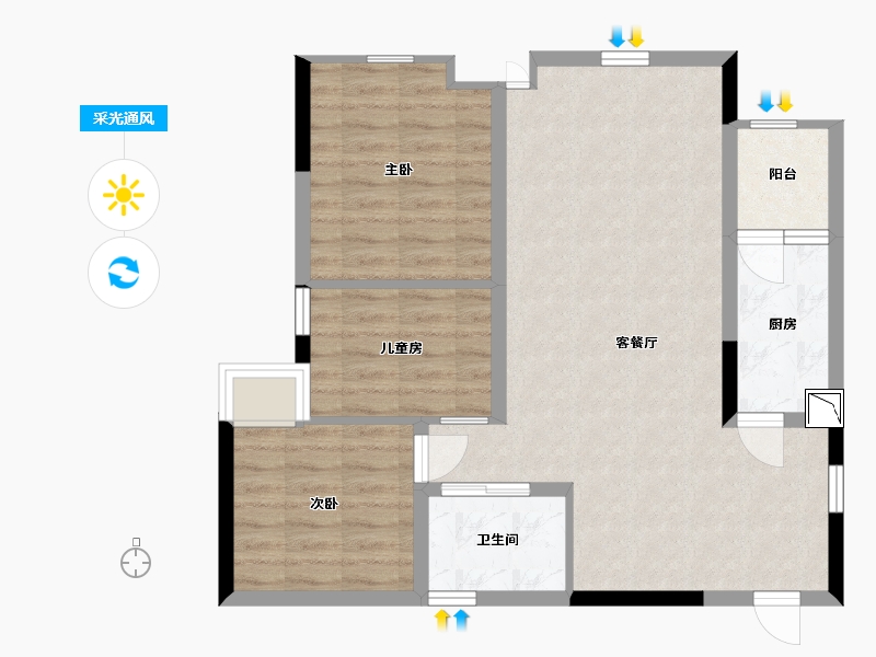 四川省-成都市-南岸华庭-74.49-户型库-采光通风