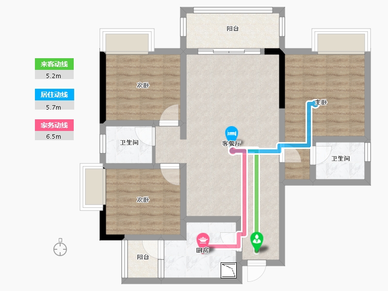 四川省-绵阳市-万兴公爵府桂苑-83.95-户型库-动静线