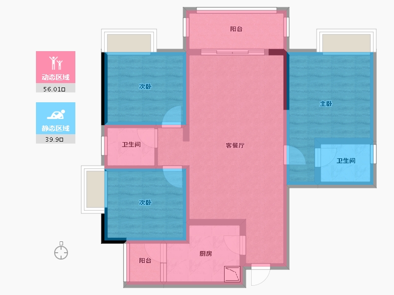 四川省-绵阳市-万兴公爵府桂苑-83.95-户型库-动静分区