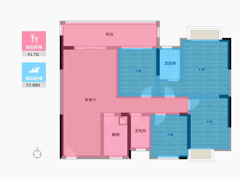 四川省-绵阳市-万兴公爵府桂苑-100.79-户型库-动静分区