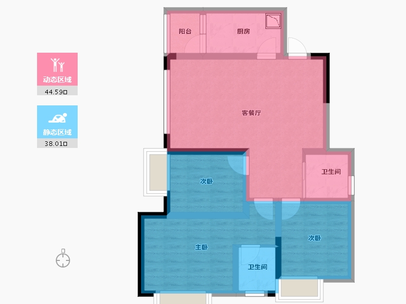 四川省-绵阳市-万兴公爵府桂苑-72.28-户型库-动静分区