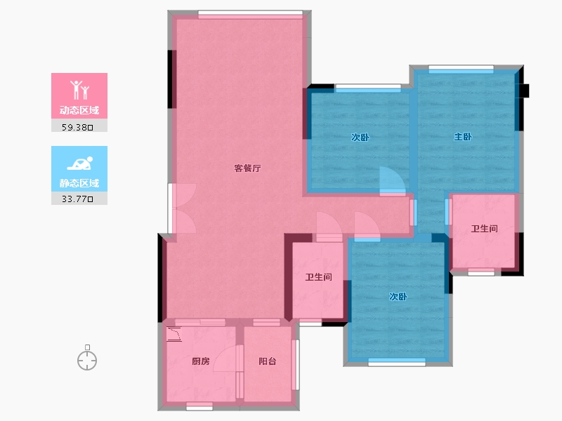 四川省-巴中市-阳光恩阳公馆-82.24-户型库-动静分区