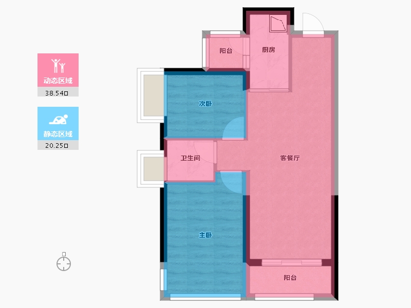 四川省-绵阳市-绵阳CBD万达三期天澜-51.74-户型库-动静分区