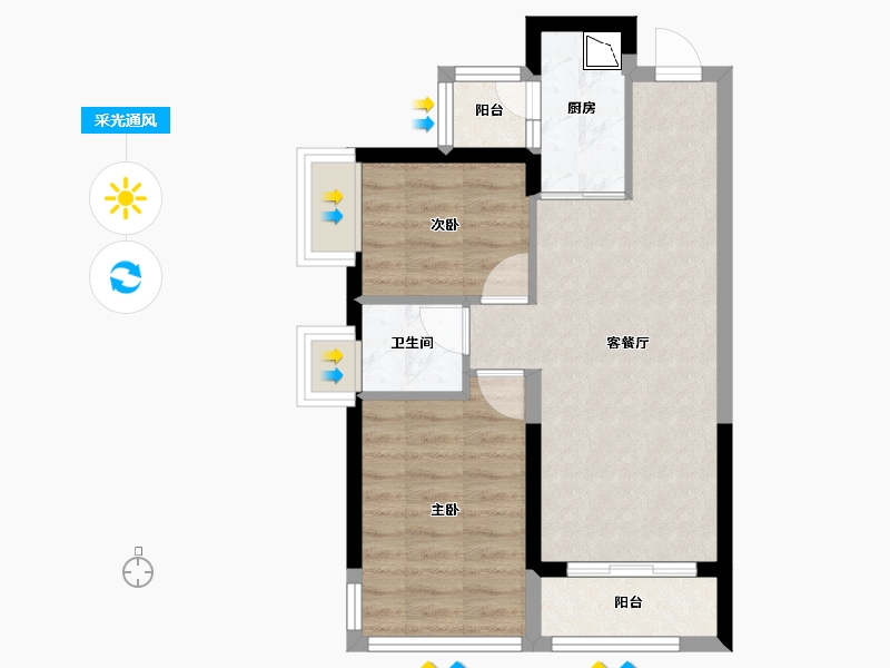 四川省-绵阳市-绵阳CBD万达三期天澜-51.74-户型库-采光通风