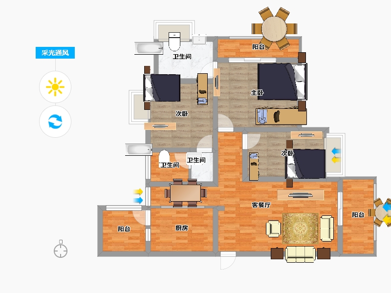 四川省-成都市-翡翠积家-95.41-户型库-采光通风