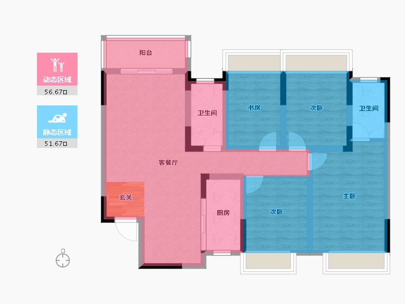 广西壮族自治区-桂林市-兴进御园-96.00-户型库-动静分区