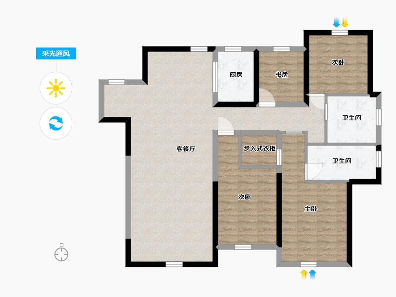 吉林省-长春市-高新君园-107.62-户型库-采光通风