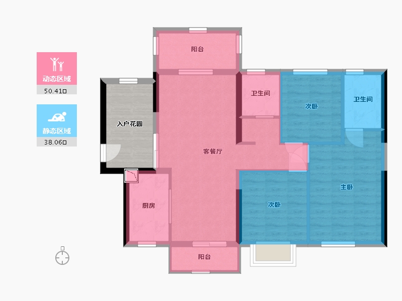 广东省-江门市-越秀滨江品悦-87.15-户型库-动静分区