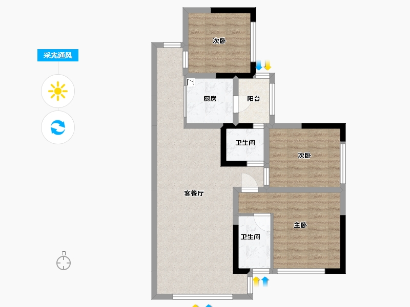 四川省-巴中市-阳光恩阳公馆-78.85-户型库-采光通风