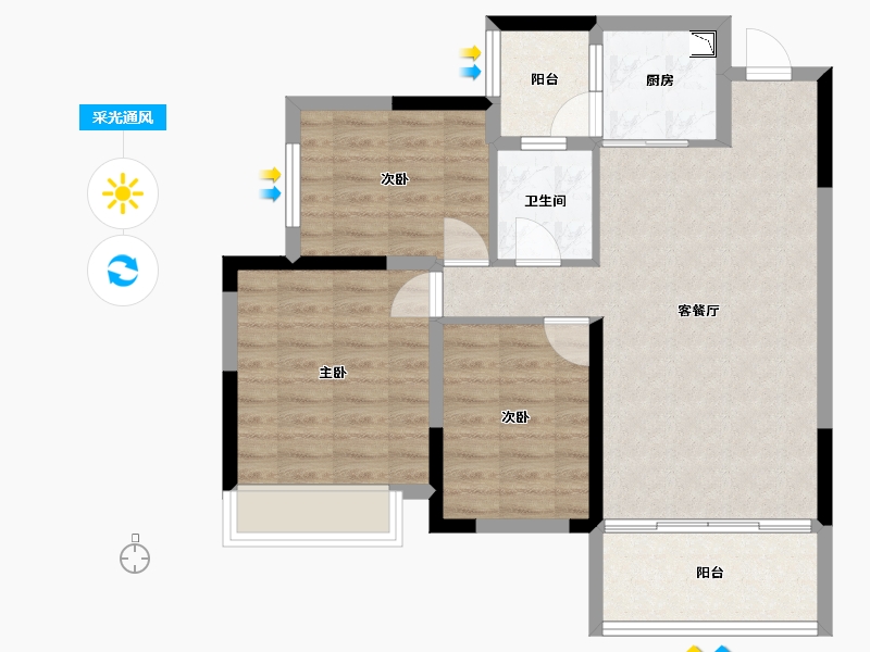 广西壮族自治区-桂林市-阳光家园-76.27-户型库-采光通风