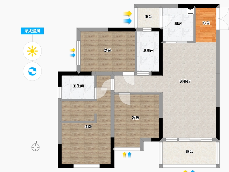 四川省-巴中市-置信逸都花园-89.38-户型库-采光通风