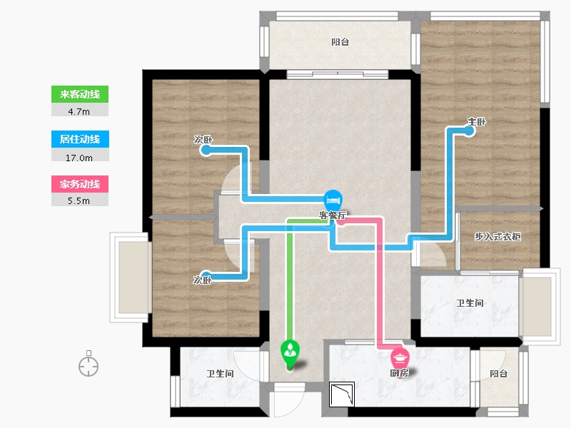 四川省-绵阳市-绵阳CBD万达三期天澜-84.04-户型库-动静线