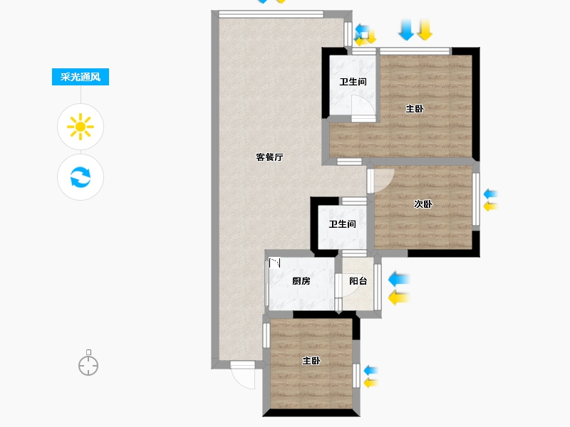 四川省-巴中市-阳光恩阳公馆-73.51-户型库-采光通风