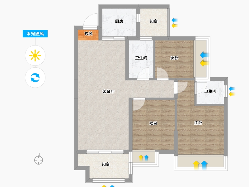 广西壮族自治区-桂林市-兴进御园-77.01-户型库-采光通风