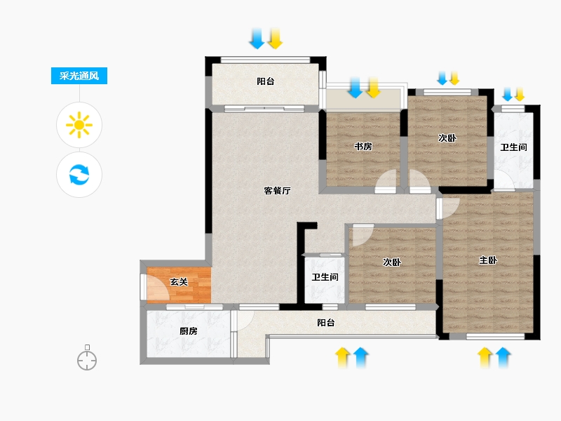 广西壮族自治区-桂林市-泰安独秀天下-107.78-户型库-采光通风