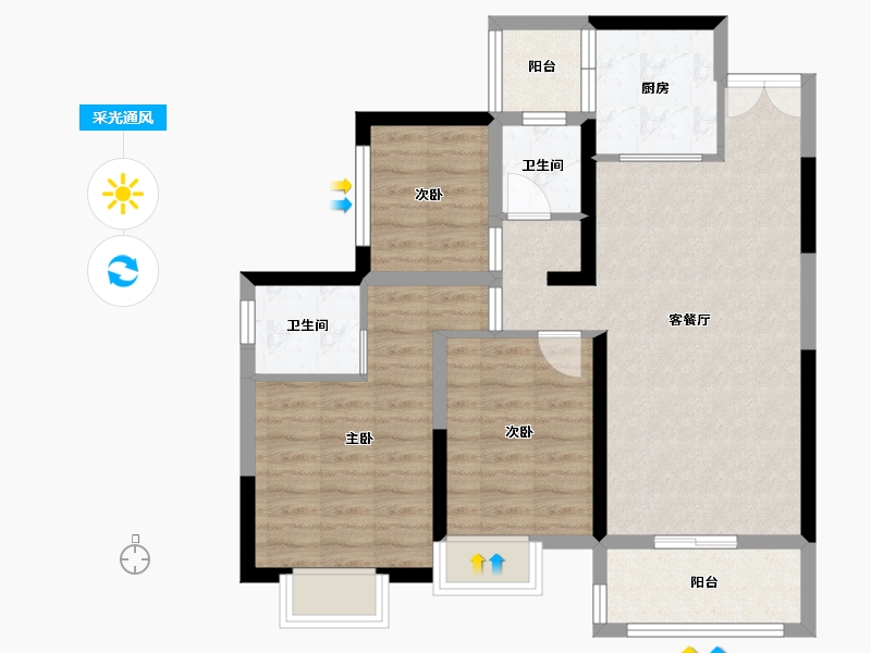 四川省-巴中市-御景湾-78.46-户型库-采光通风