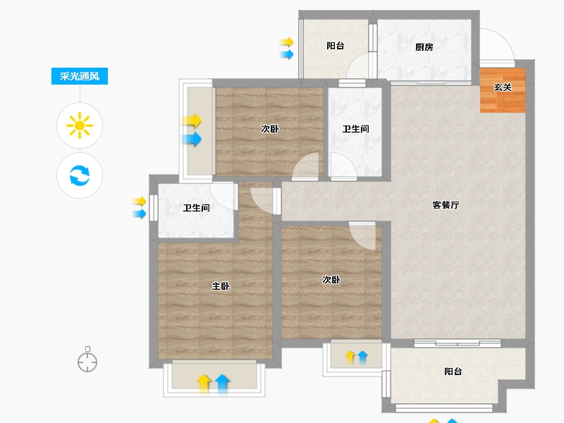 广西壮族自治区-桂林市-兴进御园-89.36-户型库-采光通风