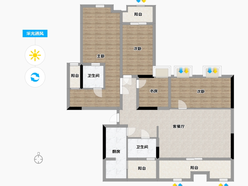 四川省-成都市-南岸华庭-141.03-户型库-采光通风