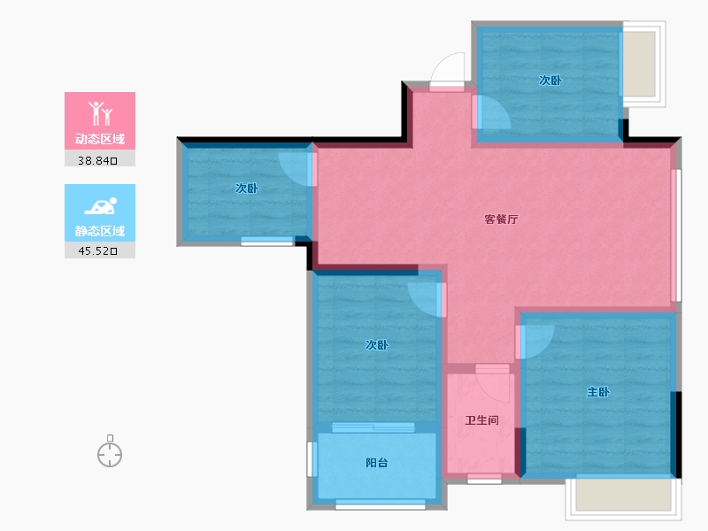 四川省-绵阳市-万兴公爵府桂苑-74.57-户型库-动静分区