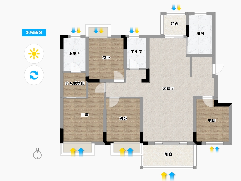 广西壮族自治区-桂林市-兴进景园-106.85-户型库-采光通风