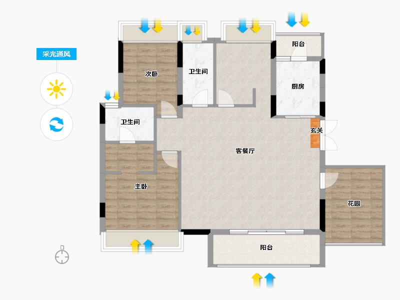 广西壮族自治区-柳州市-金科远道·集美天悦-109.89-户型库-采光通风