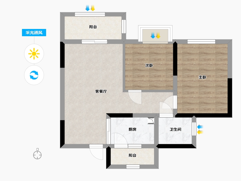 四川省-宜宾市-港腾龙栖湾-57.10-户型库-采光通风