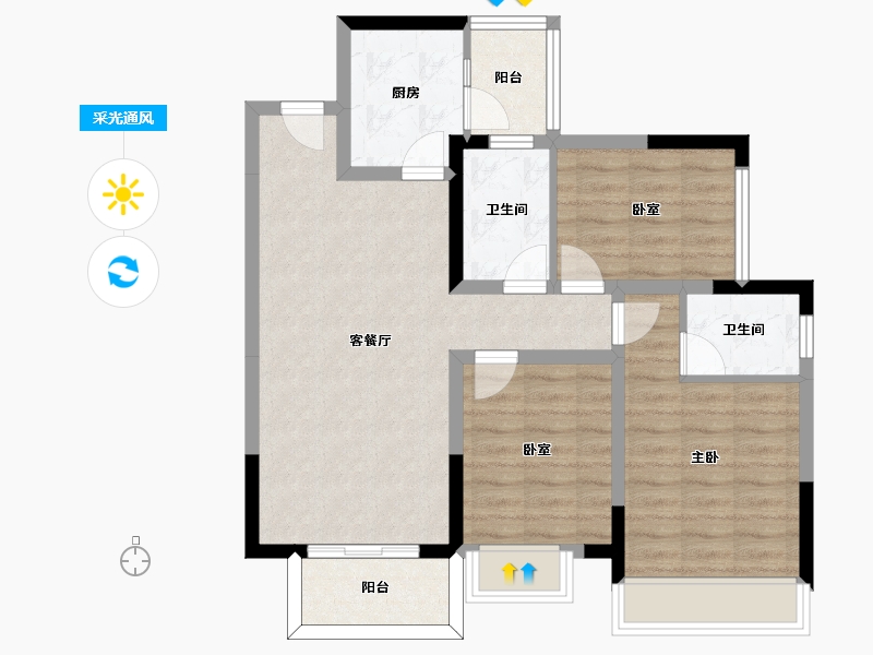 四川省-成都市-大发融悦和府-80.53-户型库-采光通风