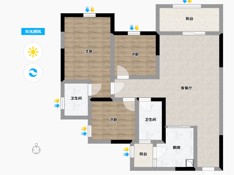 四川省-宜宾市-江畔华府-82.71-户型库-采光通风