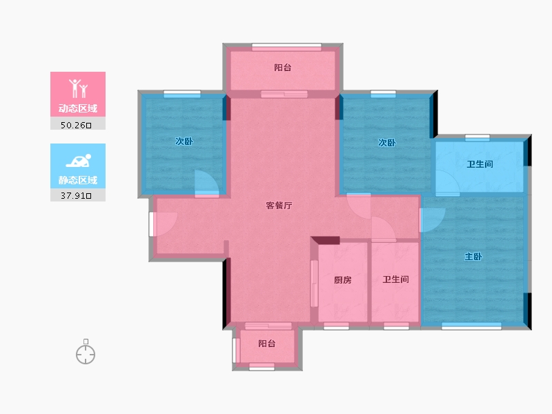 四川省-成都市-龙光玖龙府-78.61-户型库-动静分区